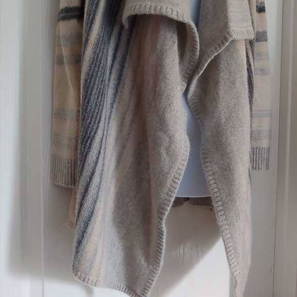 Incashmere Stripe Grey/Cream Stripe Open Front Cardigan M - Picture 5 of 13